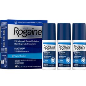 تصویر محلول موضعی ماینوکسیدیل 5% مردانه Rogaine Extra Strength برای ریزش و رشد مجدد مو، درمان نازک شدن مو، عرضه 3 ماهه، بدون بو، 2 اونس، بسته 3 تایی محلول درمان موضعی (مواد سه ماهه) Rogaine Men's Extra Strength 5% Minoxidil Topical Solution for Thin Hair, Hair Loss Treatment to Regrow Fuller, Thicker Hair, 3-Month Supply, 3 x 2 fl. oz Solution Topical Treatment (3-Month Supply)