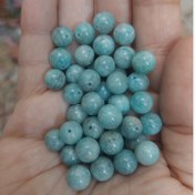 تصویر مهره سنگ آمازونیت درجه یک سایز 8 سنگ اصل درجه یک گوی سنگ طبیعی معدنی 