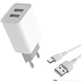 تصویر شارژر دیواری ترانیو مدل V16 به همراه کابل تبدیل microUSB Tranyoo V16 wall charger with microUSB conversion cable