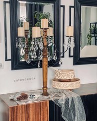 تصویر شمعدان چوبی پنج شعله 