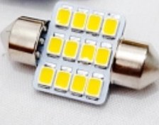 تصویر لامپ فشنگی چراغ سقف خودرو 12 SMD زرد لیمویی سام 