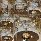 تصویر سرویس پذیرایی الیزه ۱۷ پارچه لبه طلا با پایه فلزی 