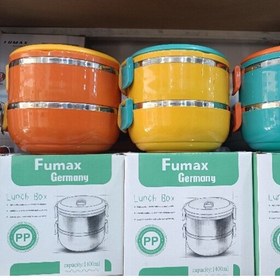 تصویر ظرف غذای دو طبقه دسته دار داخل استیل ۱۴۰۰ میلی لیتر 