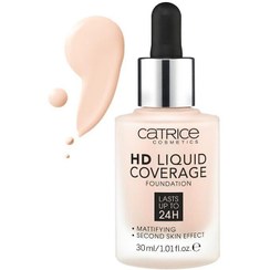 تصویر کرم پودر کاتریس سری HD مدل Liquid Coverage شماره 020 حجم 30 میل Catrice HD Liquid Coverage Foundation 020