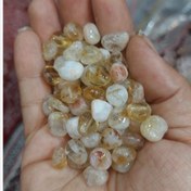 تصویر مهره تامبل سنگ سیترین 6 در 8 میل سنگ اصل طبیعی سوراخ دار 