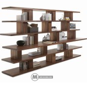 تصویر دکور کتابخانه چوبی ماهانه 