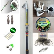 تصویر ست لوازم ماهیگیری چوب گوانگوی و چرخ سیل استار 7000 Xinguangwei & silstar fishing pack