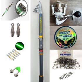 تصویر ست لوازم ماهیگیری چوب گوانگوی و چرخ سیل استار 7000 Xinguangwei & silstar fishing pack