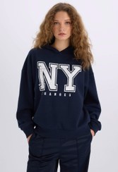 تصویر سویشرت زنانه دفکتو رنگ سرمه ای 