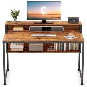 تصویر میز تحریر؛کامپیوتر چوب فلز مدل راد - کلیاف روشن / مشکی writing desk, metal wood computer, Rod model