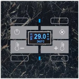 تصویر کلید هوشمند ترموستاتیک QUBIK MARBLE Glass thermostat 4 buttons 80X80 Black 