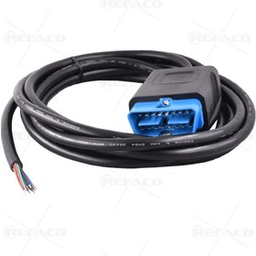 تصویر کابل 3متری اوبی دی آبی با ال ای دی REFACO OBDII OBDII CONNECTOR 16PIN MALE BLUE TO OPEN CABLE 3 METER WITH METAL BLADE AND LED 