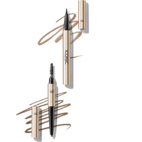 تصویر مداد و ماژیک ابرو سه گانه آیکونیک لاندن | Iconic London Triple Precision Brow Definer - Chestnut Brown Iconic London Triple Precision Brow Definer