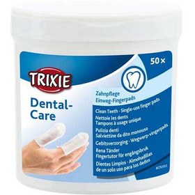 تصویر پد تمیز کننده دندان TRIXIE مدل DENTAL CARE مخصوص سگ و گربه - بسته بندی 50 عددی پد انگشتی تمبز کننده دندان تریکسی محصول آلمان