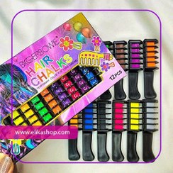 تصویر گچ مو رنگی موقت شانه ای biggerbowie ا BIGGERBOWIE HAIR CHALKS TEMPORARY COLOR FOR LONG LASTING 12Pcs BIGGERBOWIE HAIR CHALKS TEMPORARY COLOR FOR LONG LASTING 12Pcs