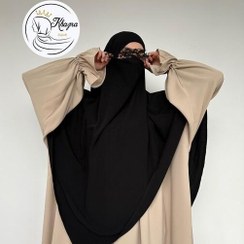 تصویر خمار یا خیمار مشکی مخصوص اربعین روسری فرانسوی مشکی کرپ حریر جت بلک 