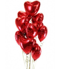 تصویر دسته بادکنک فویلی هلیومی طرح قلب 