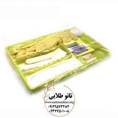 تصویر پک یکبار مصرف تاتو کد M650 و کیت استریل نیتریل مشکی و آبی 