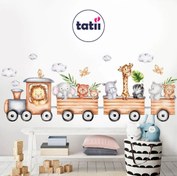 تصویر برچسب دیواری کودک طرح قطار حیوانات سایز ۵۰ در ۱۰۰ سانت 
