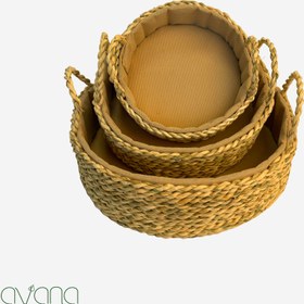 تصویر ست سبد حصیری دایره 