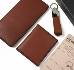 تصویر ست چرم گاوی هورس فندوقی کد 1020 