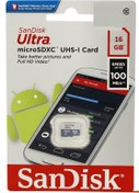 تصویر کارت حافظه microSDHC سن دیسک مدل Ultra A1 کلاس 10 استاندارد UHS-I U1 سرعت 100MBps ظرفیت 16 گیگابایت 