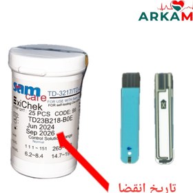 تصویر نوار تست قند خون اکسی چک (Exichek) بسته 25 عددی exichek 25 tests blood sugar test strip