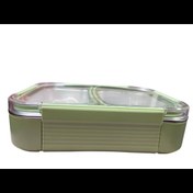 تصویر ظرف غذا مستطیل ۳ تیکه واشر دار استیل 