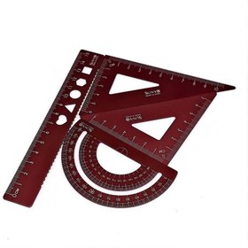 تصویر ست نقاله گونیا خط کش فلزی کد 3515 