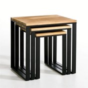 تصویر میز کنار مبلی 3 عددی چوب فلز رادمهر Radmehr model wood metal sofa front desk