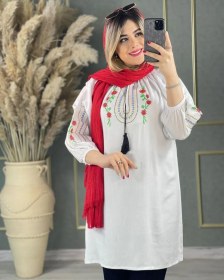 تصویر شومیز زنانه نخی و گلدوزی بسیار شیک و باکیفیت 