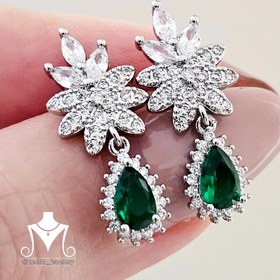 تصویر نیمست جواهری نگین سبز سیلور زنانه برند فشن Fasion jewelry