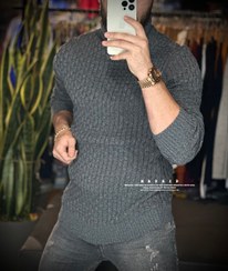 تصویر ژاکت بافت یقه اسکی طرحدار 