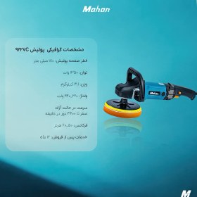 تصویر پولیش MTC - 9227C ماهان ( 1600 وات ) ( 180 میلی متر ) 