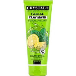 تصویر ماسک صورت کریستال حاوی خاک رس مناسب پوست چرب و آکنه دار با عصاره لیمو و نعنا حجم ۲۵۰ میلی لیتر 