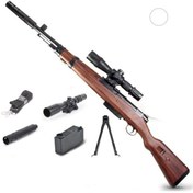 تصویر تفنگ اسنایپر kar 98k قناسه شارژی با فلش و لوازم تیرژله ای 