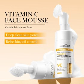 تصویر فوم شستشوی صورت براش دار شفاف کننده آمینو اسید و ویتامین سی سادور SADOER Double Amino Acid Vitamin C Mild Cleansing Mousse