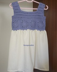 تصویر پیراهن دخترانه طرح موتیفی ودامن پارچه تاروپود - سایز 