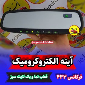 تصویر آینه الکتروکرومیک فرکانس 433 قطب نما و بک لایت سبز 