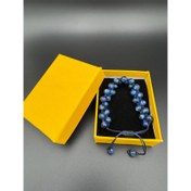 تصویر دستبند سنگ کیانیت اصل مدل دو ردیفه 