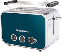 تصویر Toaster Russell Hobbs [برای 2 برش] تمایزهای استیل ضدزنگ اقیانوس آبی (شکافهای اضافی گسترده ، شامل قفسه گرمایش ، 6 حالت قهوه ای ، عملکرد یخ زدگی و گرمایش ، عملکرد آسانسور و نگاه ، 1600 W) 26431-56 Russell Hobbs Toaster [For 2 Cuts] Distinctions Stainless Steel Ocean Blue (Extra Wide Slots, Incl. Heating Rack, 6 Browning Modes, Defrost &amp; Heating Function, Lift &amp; Look Function, 1600 W) 26431-56