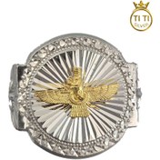 تصویر انگشتر نقره مردانه طرح طلا فروهر 032 