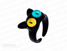 تصویر انگشتر زنانه طرح گربه سیاه چشم رنگی 15394 