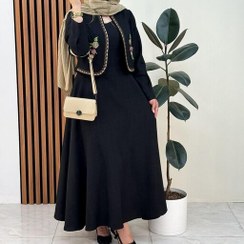 تصویر کت و سارافون مهلا جنس مازراتی رنگ مشکی 