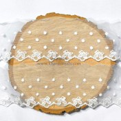 تصویر دانتل شیفون طرح پروانه خال خالی (کد44) 