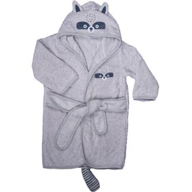 تصویر حوله تن پوش کلاه دار نوزاد پسرانه طرح راکون پاپو Papo Racon Papo Racon Baby Boy Dressing Towel