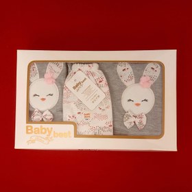 تصویر لباس نوزادی پنج تکه جعبه ای طرح خرگوش( سایز ۱ ، ۲ و ۳) - طوسی / ۱ 