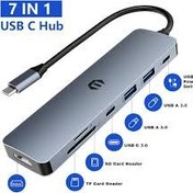 تصویر هاب تایپ سی 7 پورت USB C HUB, 7 in 1 Adapter Hub with HDMI Output, 100W Charging
