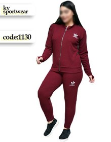 تصویر ست سویشرت شلوار سایز بزرگ ورزشی زنانه adidas کد 002 adidas womens big size sports pants sweatshirt set code 002