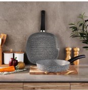 تصویر تابه گریل Eternal 28 سانتی متر + تابه 26 سانتی متر - خاکستری شفر 